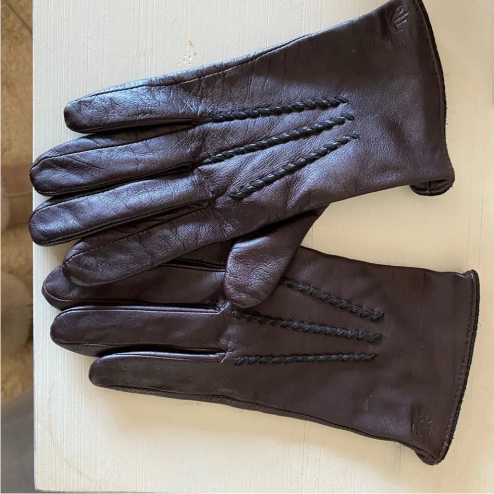 Womens Ralph lauren Brown Winter leather gloves large